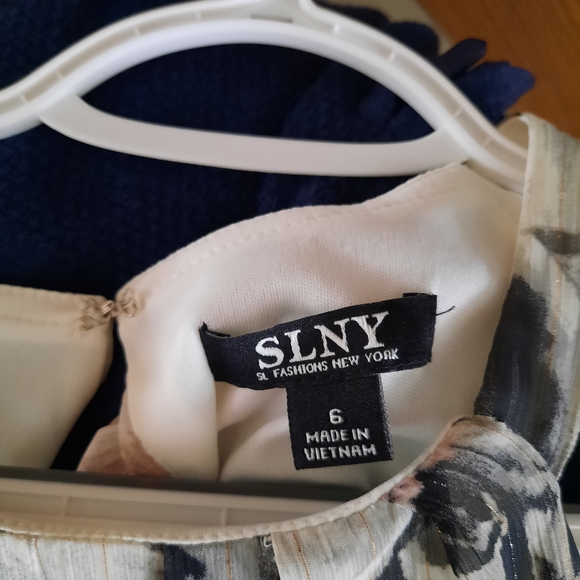 SLNY Floral Halter Dress - Black, White, Pink - Picture 2 of 5